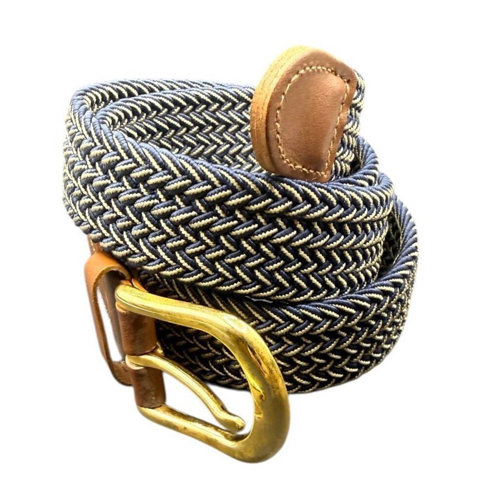 Men’s Two-Toned Herringbone Adjustable Size Belt Sz. M Blue White